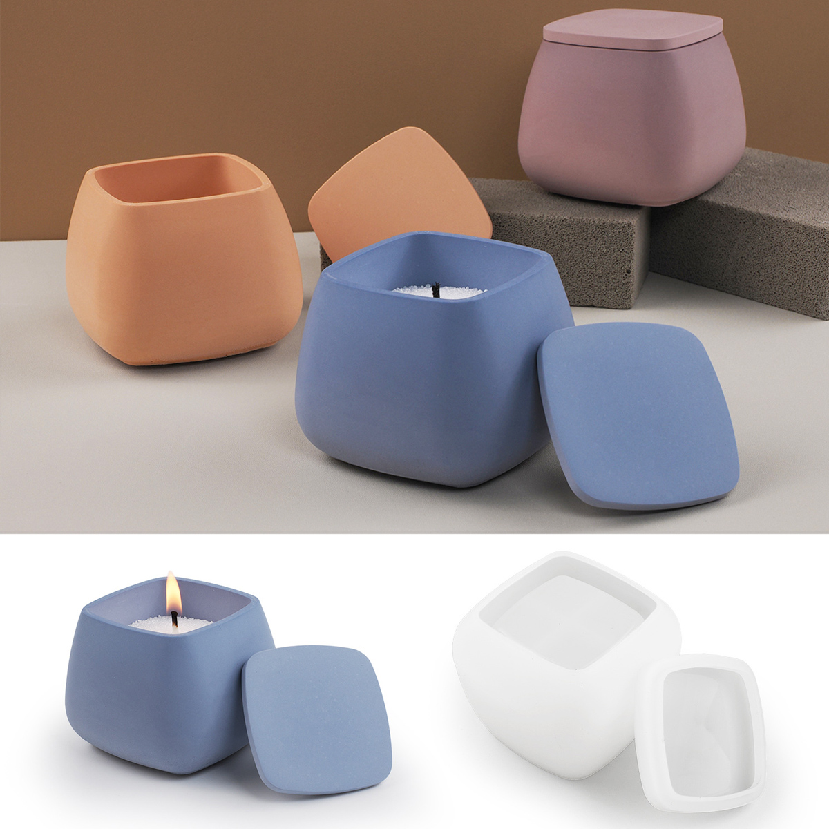 Candle Making Jars With Lids - Vierkante Kaars Pot Siliconen Mal DIY