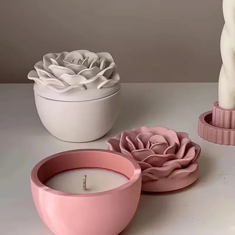 Candle Making Jars With Lids - Topkwaliteit 3D rozenbloem kaarsenhouder siliconen mal