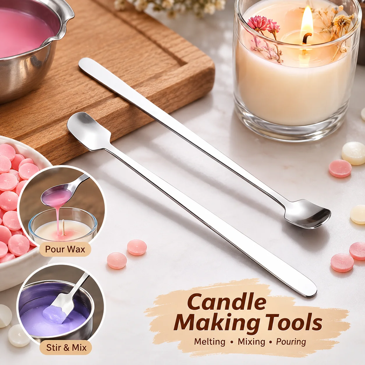 Candle Making Instructions - 1/2 STUKS RVS Kaarsenmaak Lepelset Lange