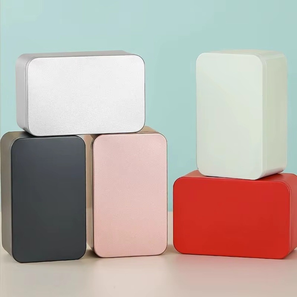 Tin Container Lid - Nieuwe effenkleurige blikken doos met deksel,