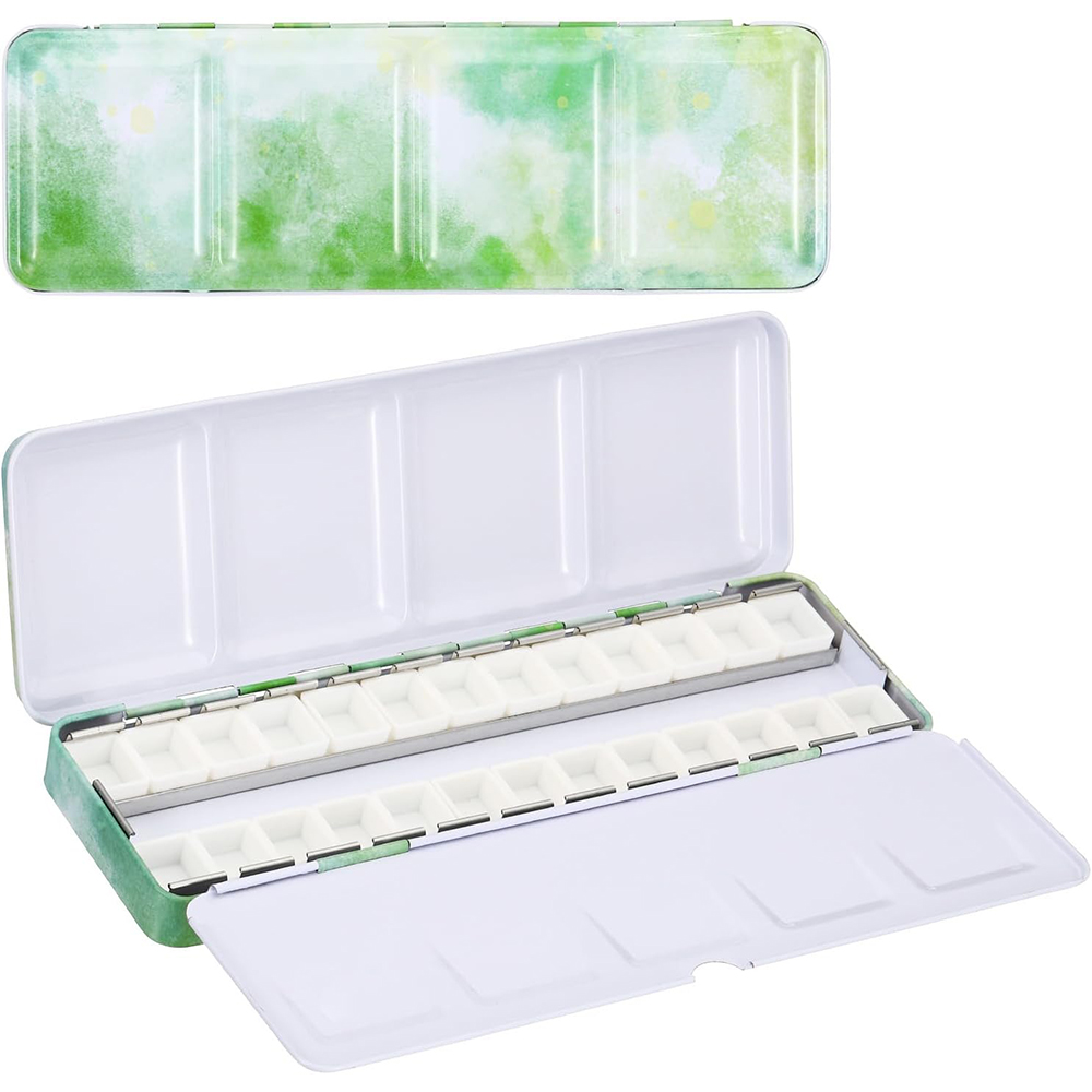 Tin Container Lid - Leeg aquarelpalet, metalen aquarelblik met 26