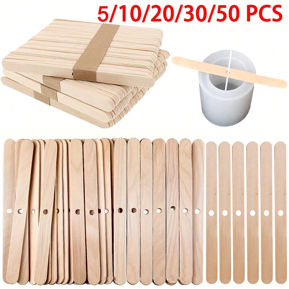 Candle Making Instructions - 5/10/20/30/50 stuks houten kaarslonthouder, 1-gaats centreergereedschapset
