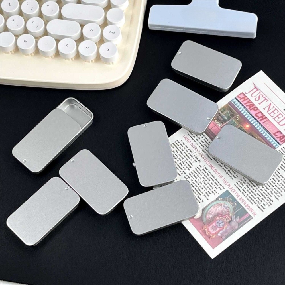 Tin Container Lid - Multifunctionele schuifdeksel blikken doosje, rechthoekig, klein