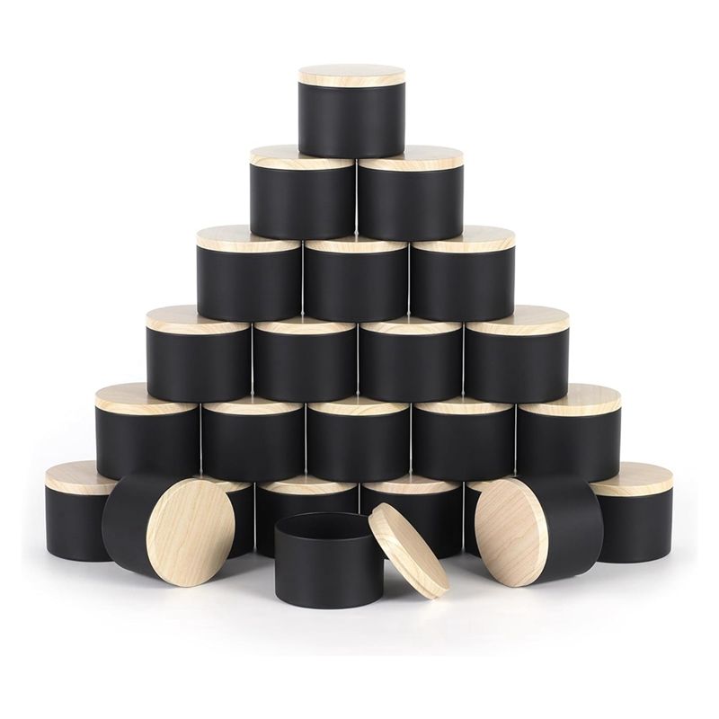 Candle Making Jars With Lids - 24 stuks 4 oz zwarte kaarsenblikken