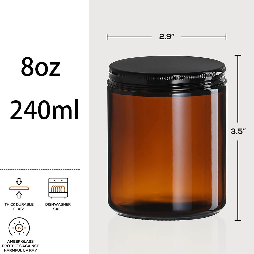 8oz Amber glazen potjes met zw - Candle Making Jars With Lids recensie en prijs
